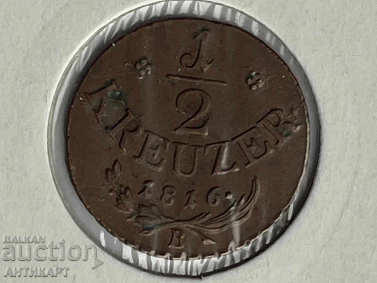 Μέδινο νόμισμα Αυστρίας 1/2 kreutzer 1816