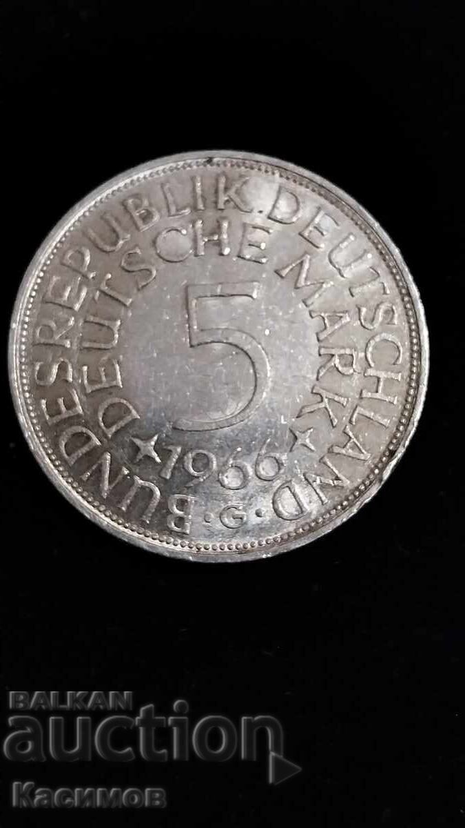 Monedă de argint Germană 5 Mărci 1976 G ! cu preț € 60.00 | 117.35 BGN