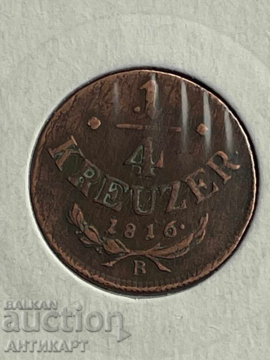 медна монета Австрия1/4 kreutzer 1816 медна монета Австрия1/4 kreutzer 1816