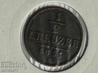 Μέγαλο νόμισμα Αυστρία 1/2 kreutzer 1851