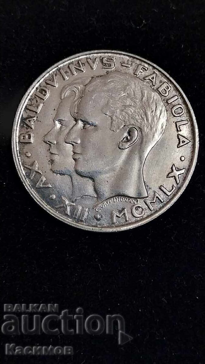 Monedă Jubiliară de Argint din Belgia 50 Franci 1960