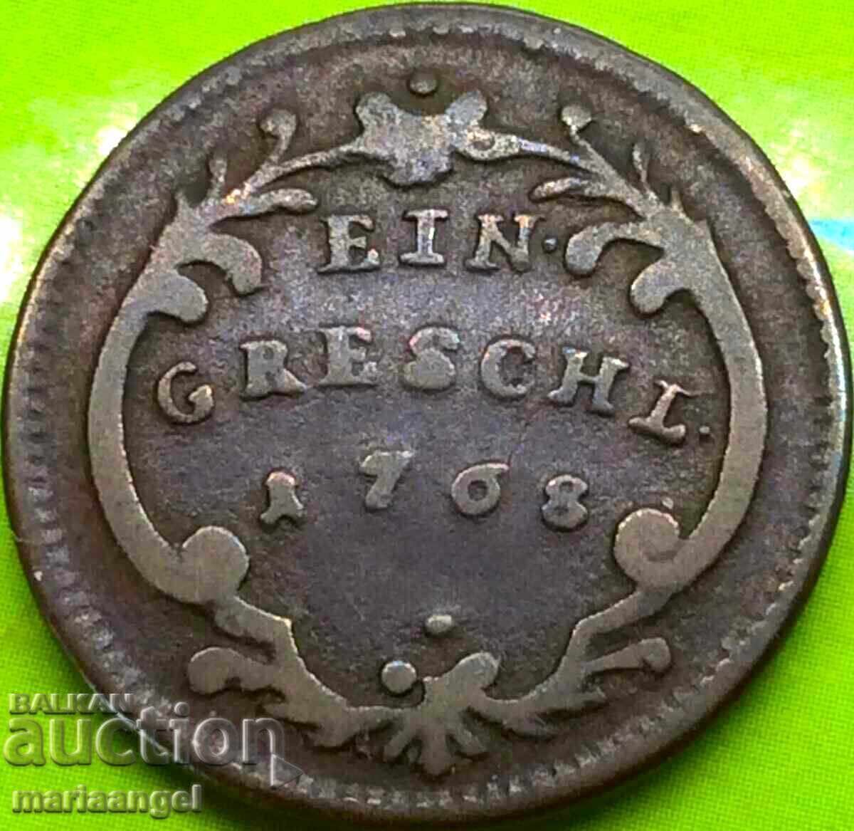 1 groș 1768 Austria pentru Cehia M.Terezia Boemia 23mm rară