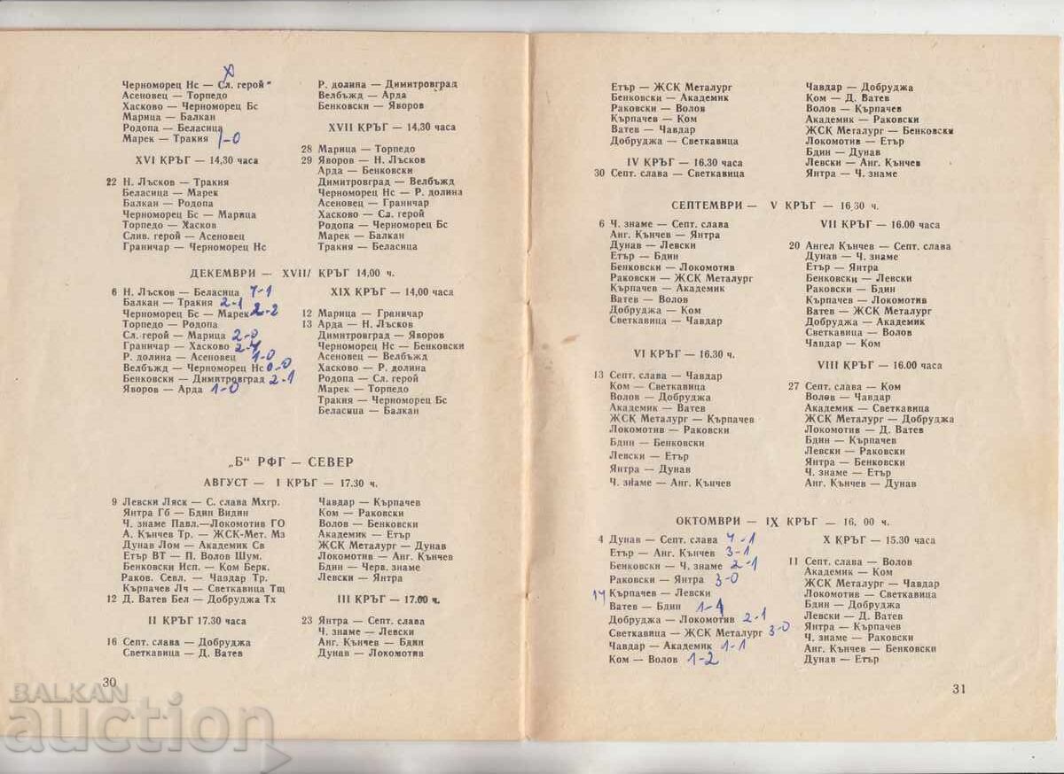 Livrarea Program de fotbal BFU toamnă 1975