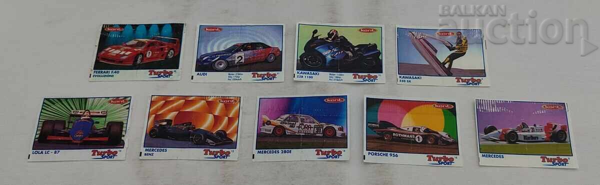 TURBO SPORT Chewing Gum Pictures KENT LOT 9 pieces TURBO SPORT Chewing Gum Pictures KENT LOT 9 pieces