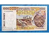 Coasta de Fildeș 1997 1000 franci UNC Nouă