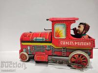 Old tin toy train Hungary train with missing parts