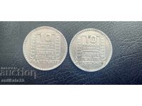 10 franci Franța argint 2 bucăți