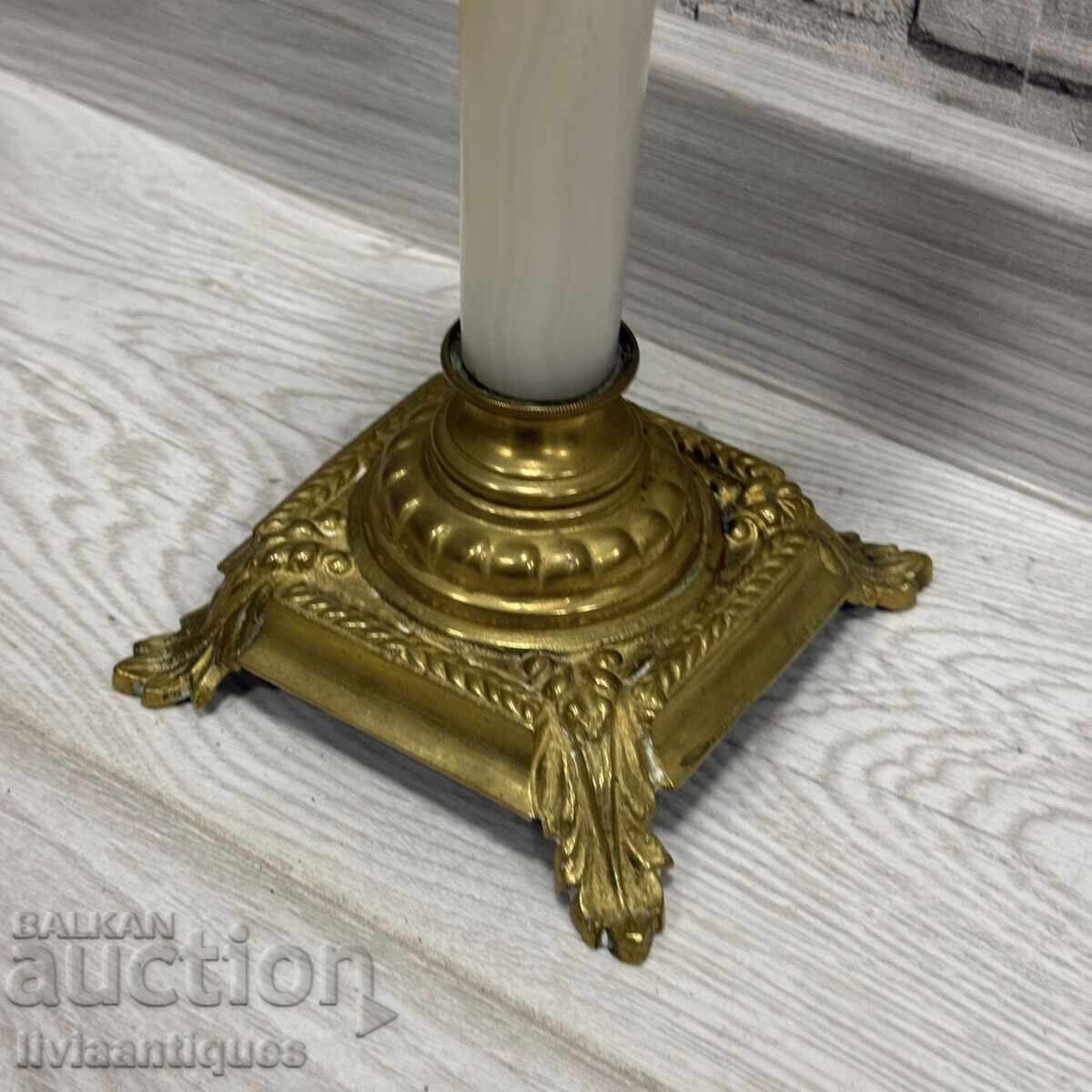 Доставка на Антикварна лампа HASAG – месинг, стъкло и оникс