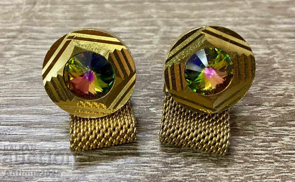Vintage USSR Cufflinks with Crystals Vintage USSR Cufflinks with Crystals