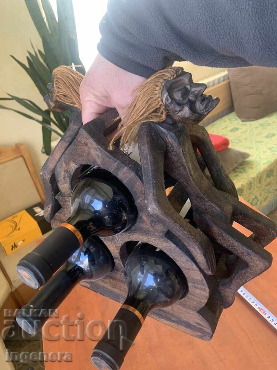 СТОЙКА ЗА ВИНО ДЪРВО РЪЧНА ИЗРАБОТКА ТРОЙКА - 7