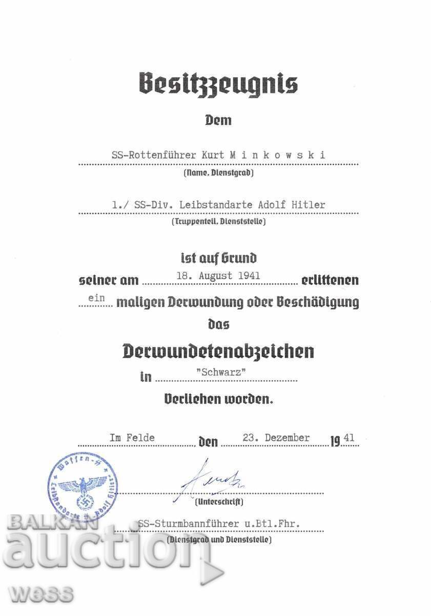 Auction  Third Reich, Wehrmacht, SS - Reproduction of an Award Document