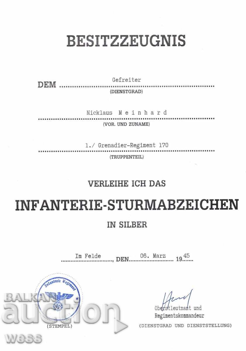 Third Reich, Wehrmacht, SS - Reproduction of an Award Document - 7