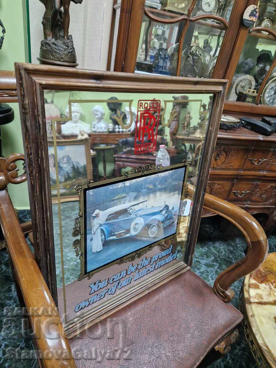 Unique Antique English Advertising Mirror Rolls Royce - 5