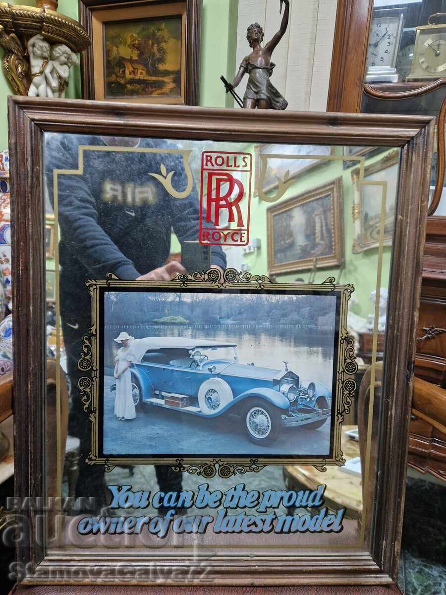 Unique Antique English Advertising Mirror Rolls Royce - 6