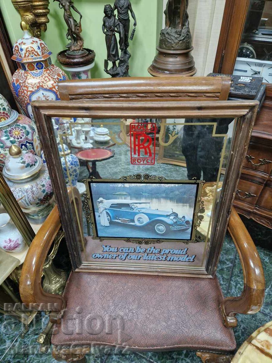 Unique Antique English Advertising Mirror Rolls Royce - 7