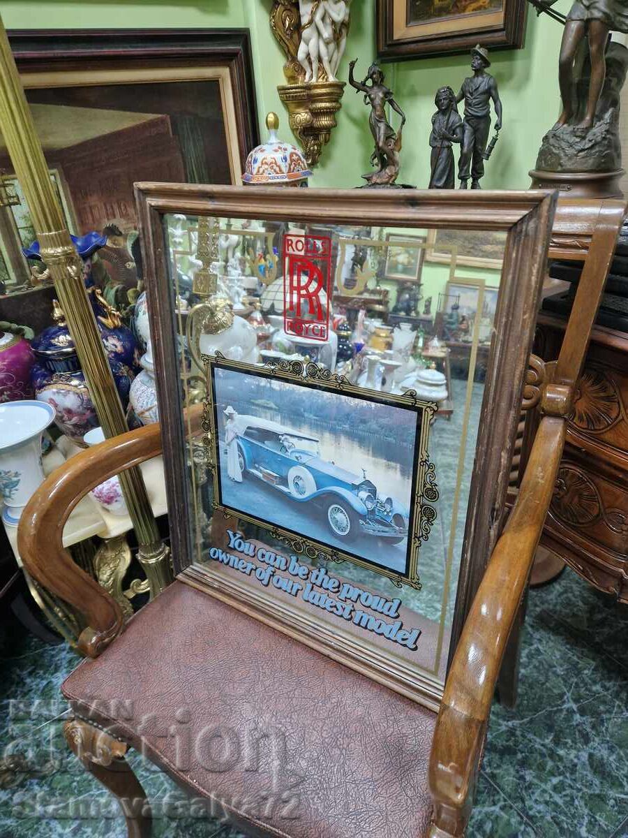 Unique Antique English Advertising Mirror Rolls Royce