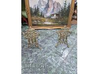 Unique English bronze fireplace set