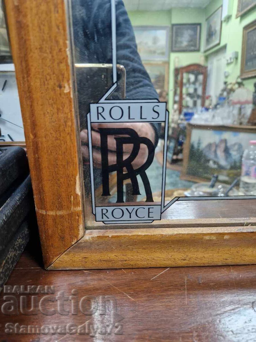 Oglindă publicitară englezească antică rară Polls Royce - 5