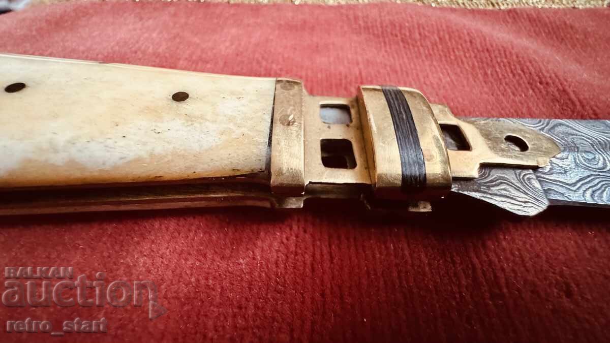 Доставка на Рядък ръчно изработен нож тип „фар“, сгъваем, джобен  21 см.