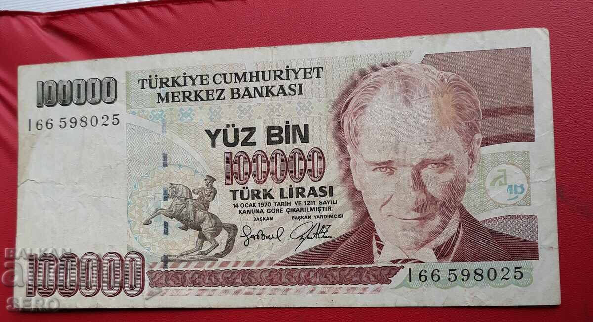 Banknote - Turkey - 100,000 Lira 1970