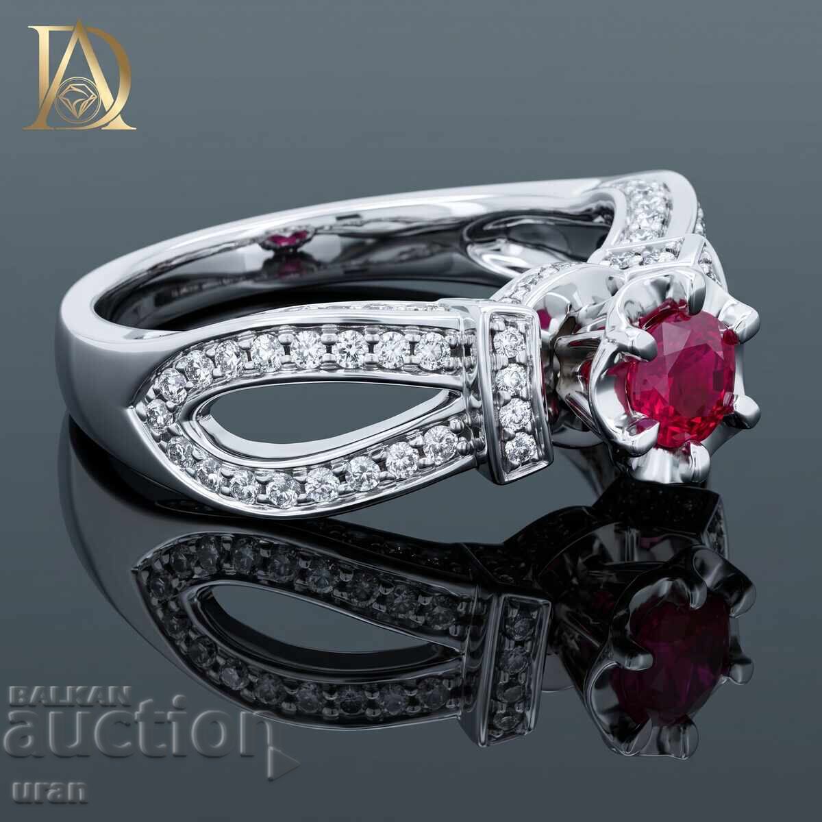 New Gold Ring with Natural Ruby and 0.74ct Natural Diamonds with price € 1400.00 | 2738.17 BGN