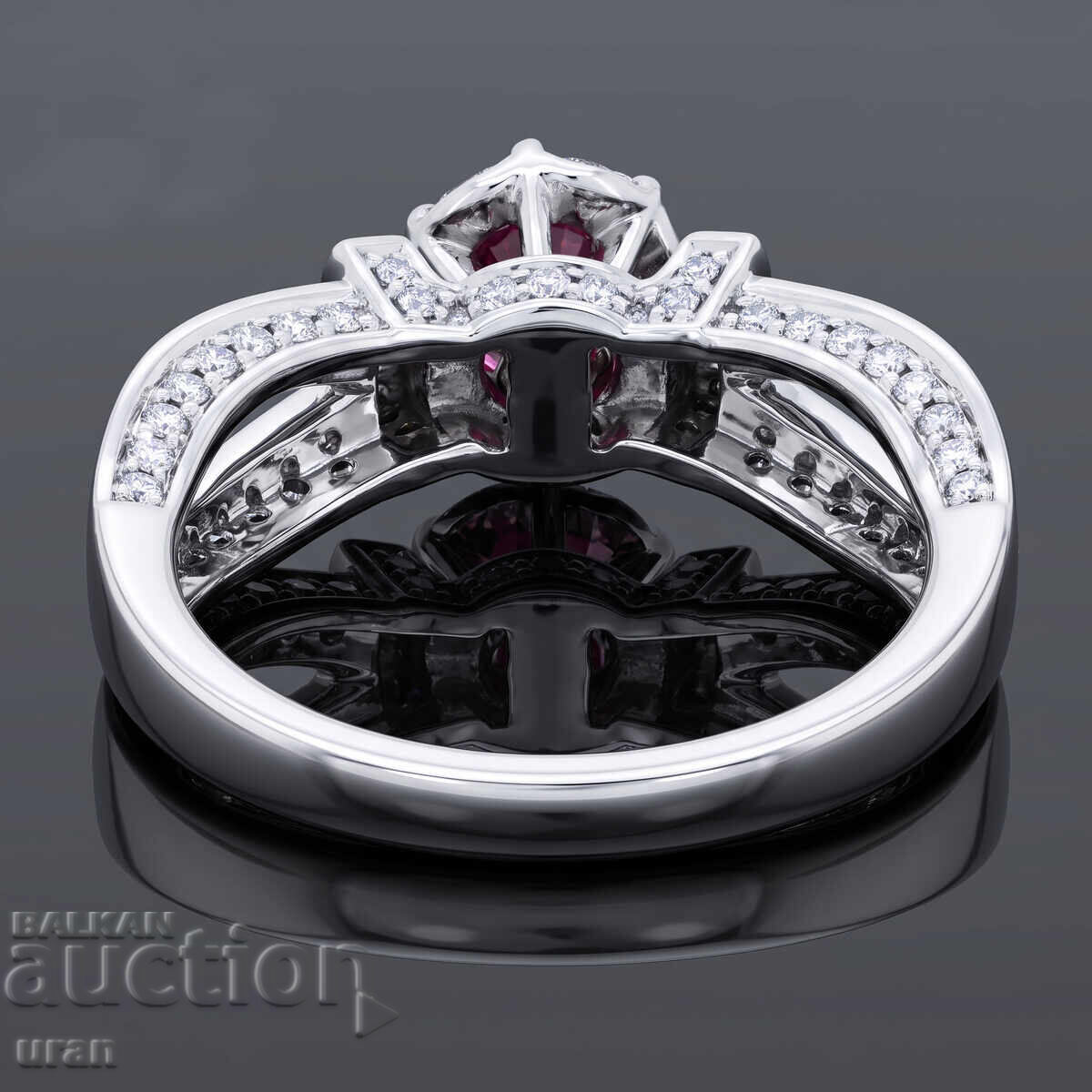 Auction  New Gold Ring with Natural Ruby and 0.74ct Natural Diamonds
