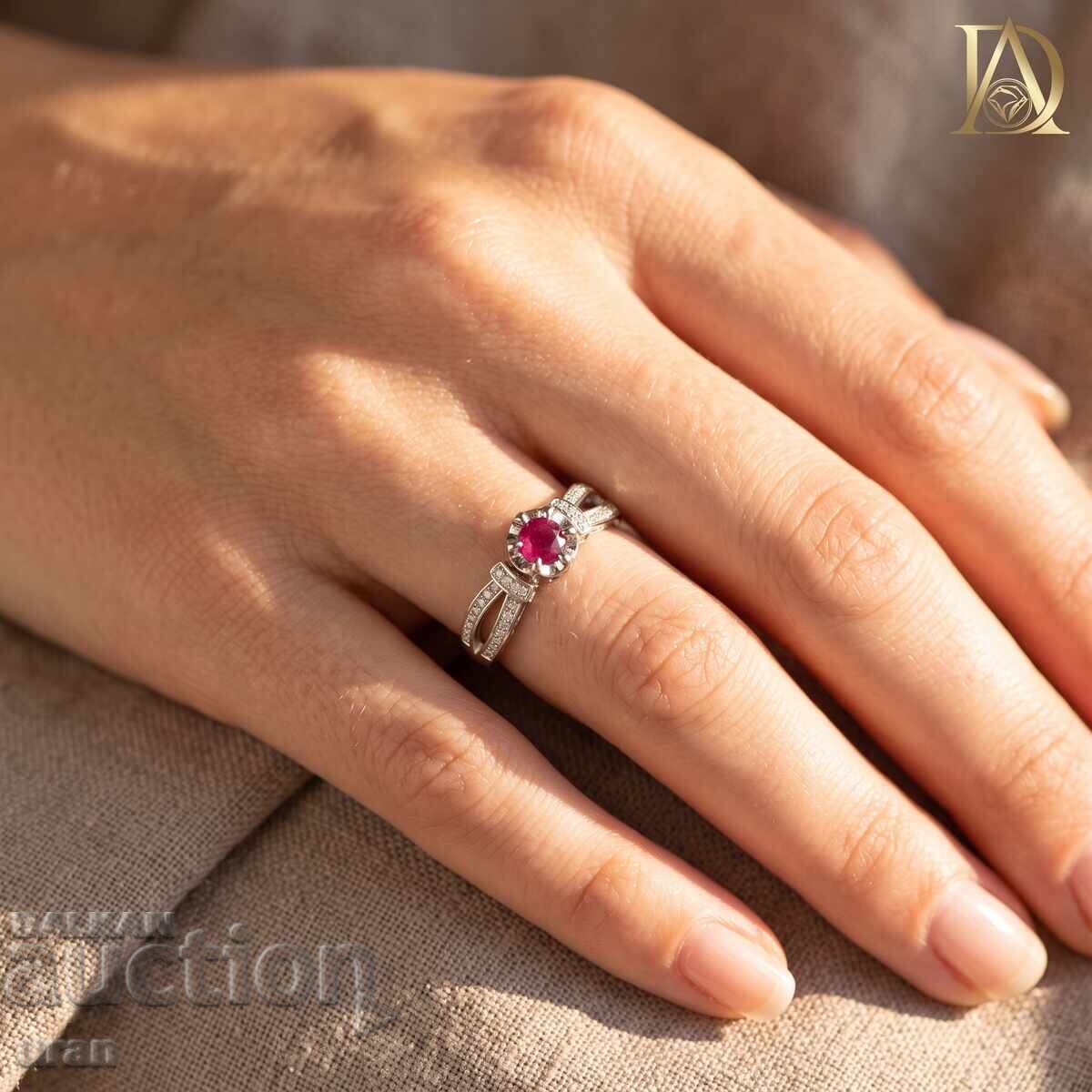 Delivery of New Gold Ring with Natural Ruby and 0.74ct Natural Diamonds