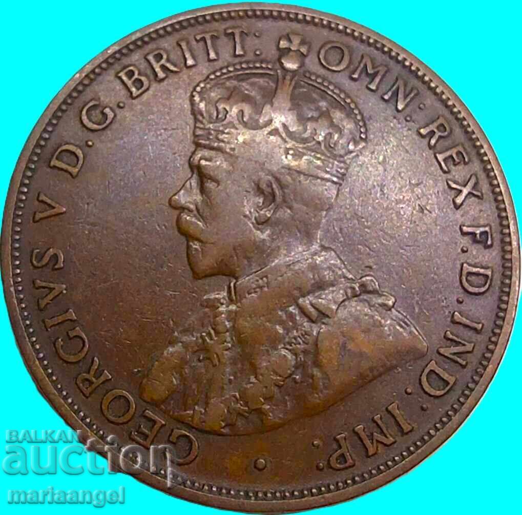 Доставка на Австралия 1 пени 1917 Джордж V 30мм бронз