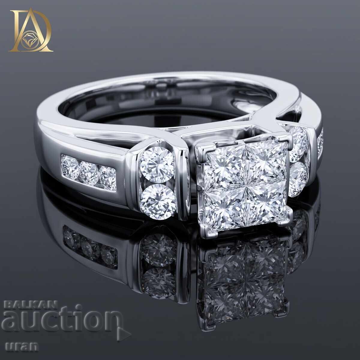 Licitație Inel de aur nou cu diamante naturale de 0,85 ct