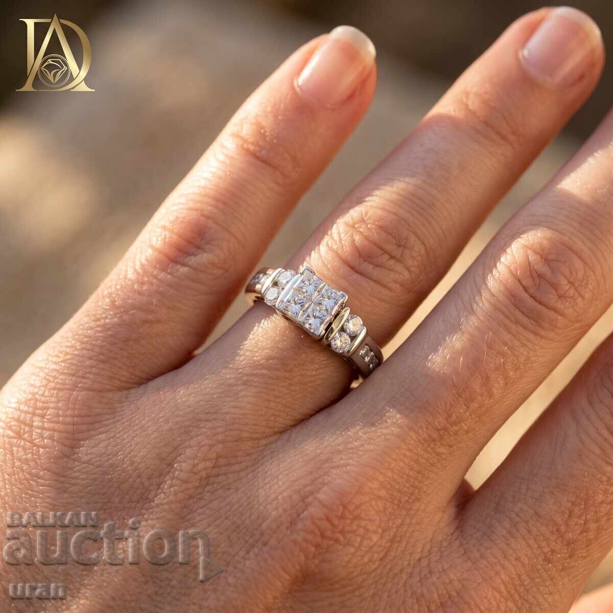 Livrarea Inel de aur nou cu diamante naturale de 0,85 ct