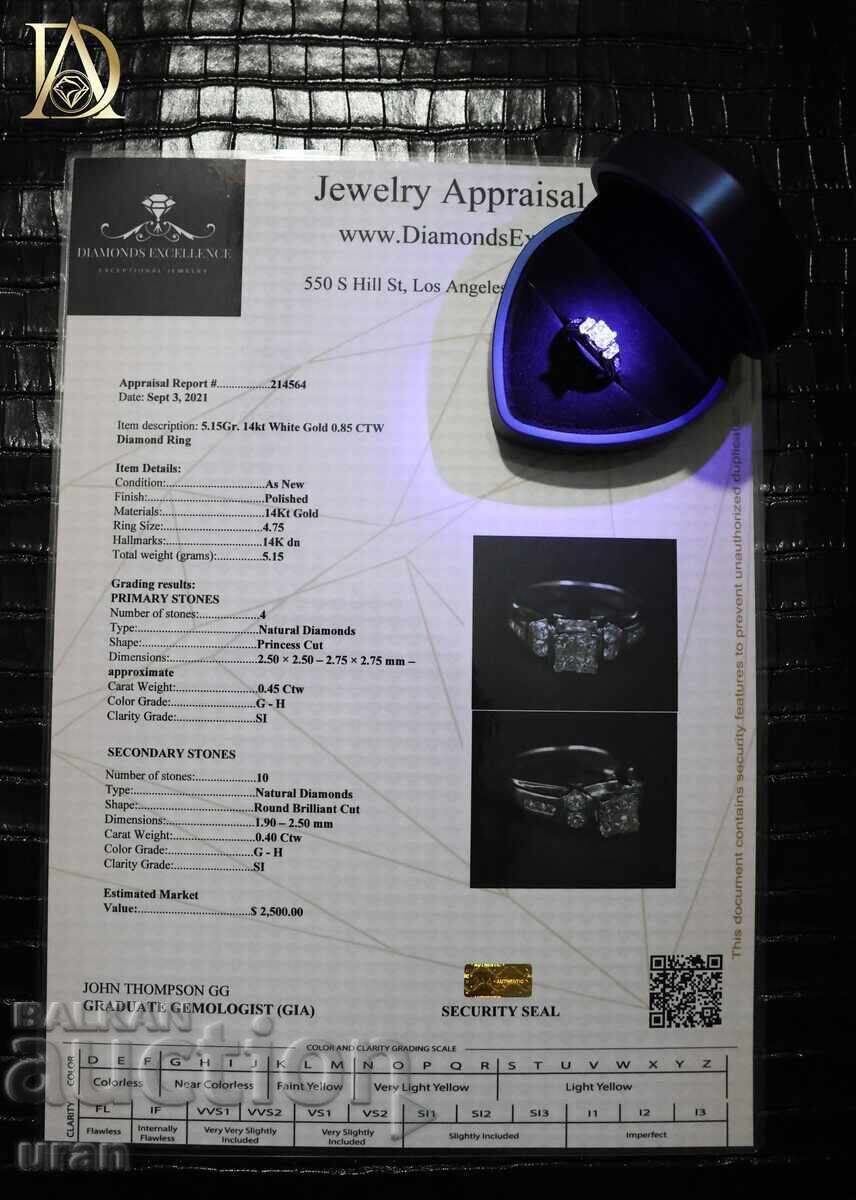 Inel de aur nou cu diamante naturale de 0,85 ct - 5