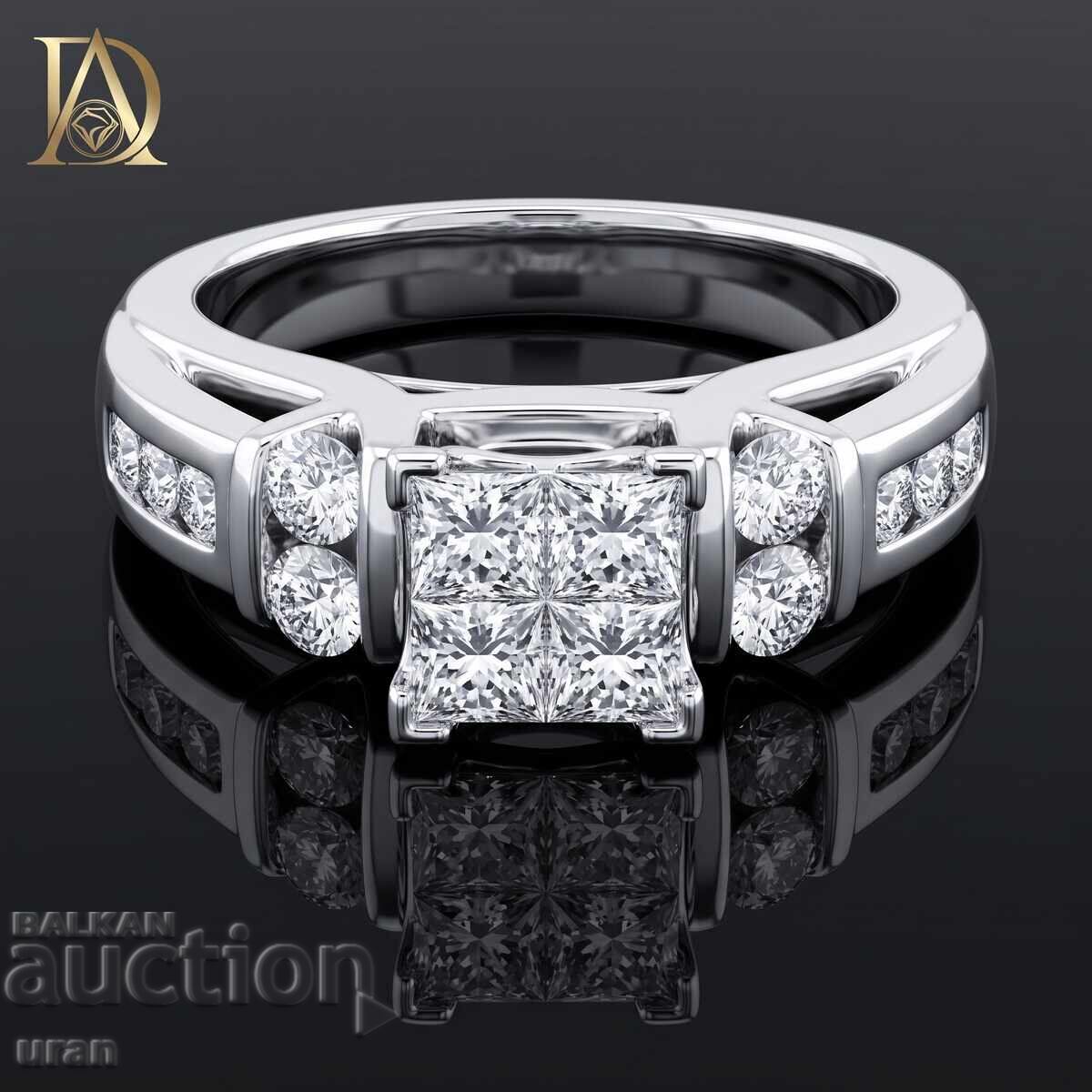Inel de aur nou cu diamante naturale de 0,85 ct