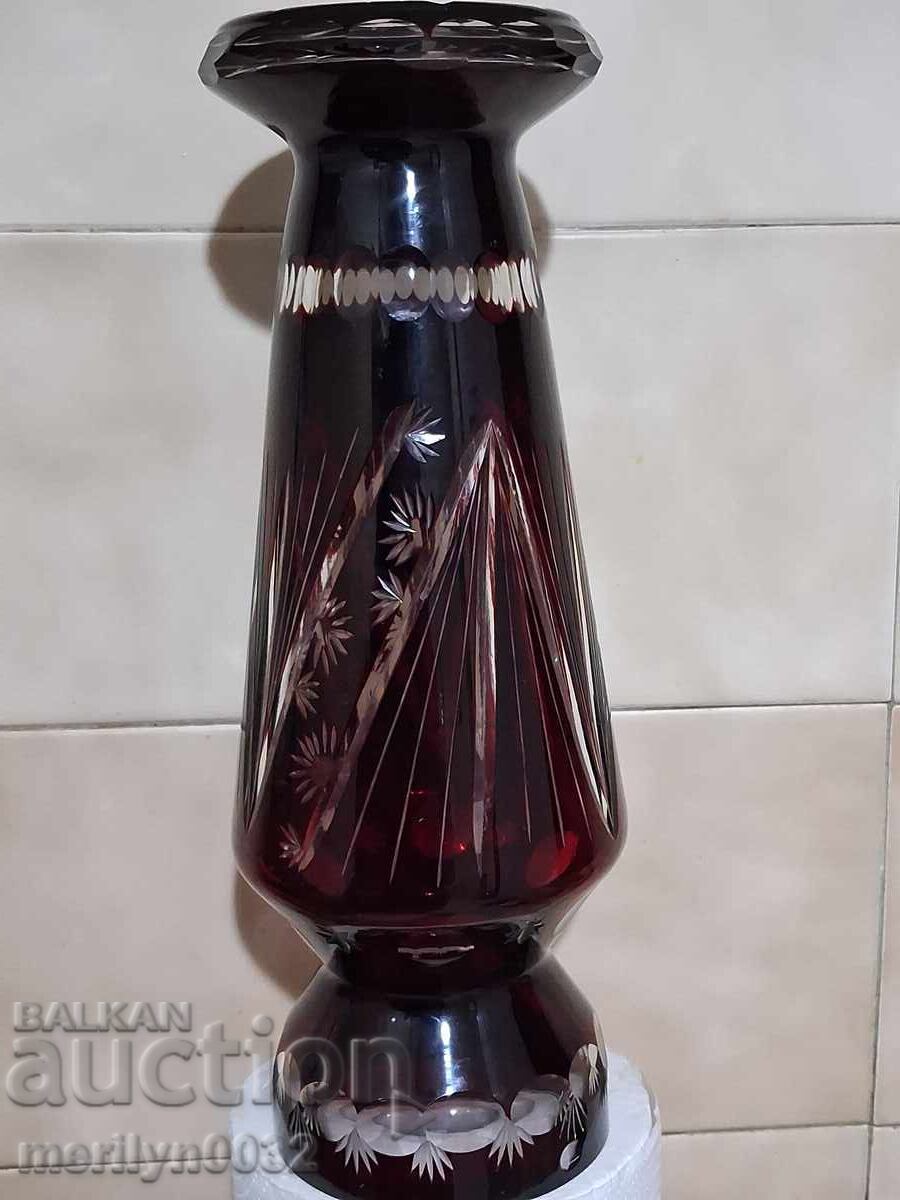 Bohemian crystal vase glass Czechoslovakia, USSR 30.00 cm height with price € 66.42 | 129.91 BGN