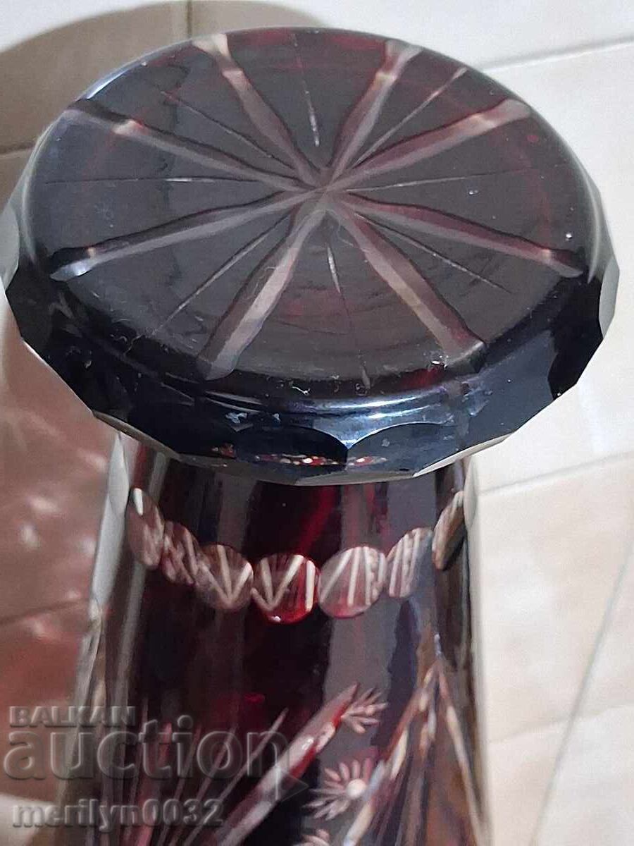 Bohemian crystal vase glass Czechoslovakia, USSR 30.00 cm height - 6