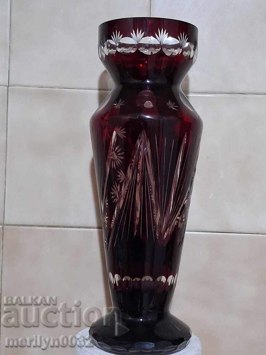 Bohemian crystal vase glass Czechoslovakia, USSR 30.00 cm height - 7