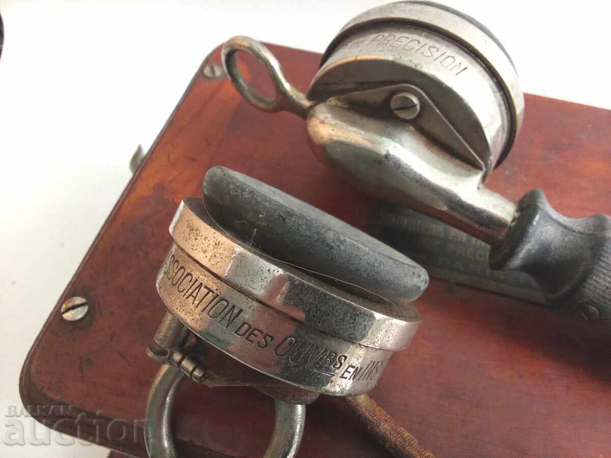 Delivery of Antique French wooden telephone. France, circa 1920 Delivery of Antique French wooden telephone. France, circa 1920