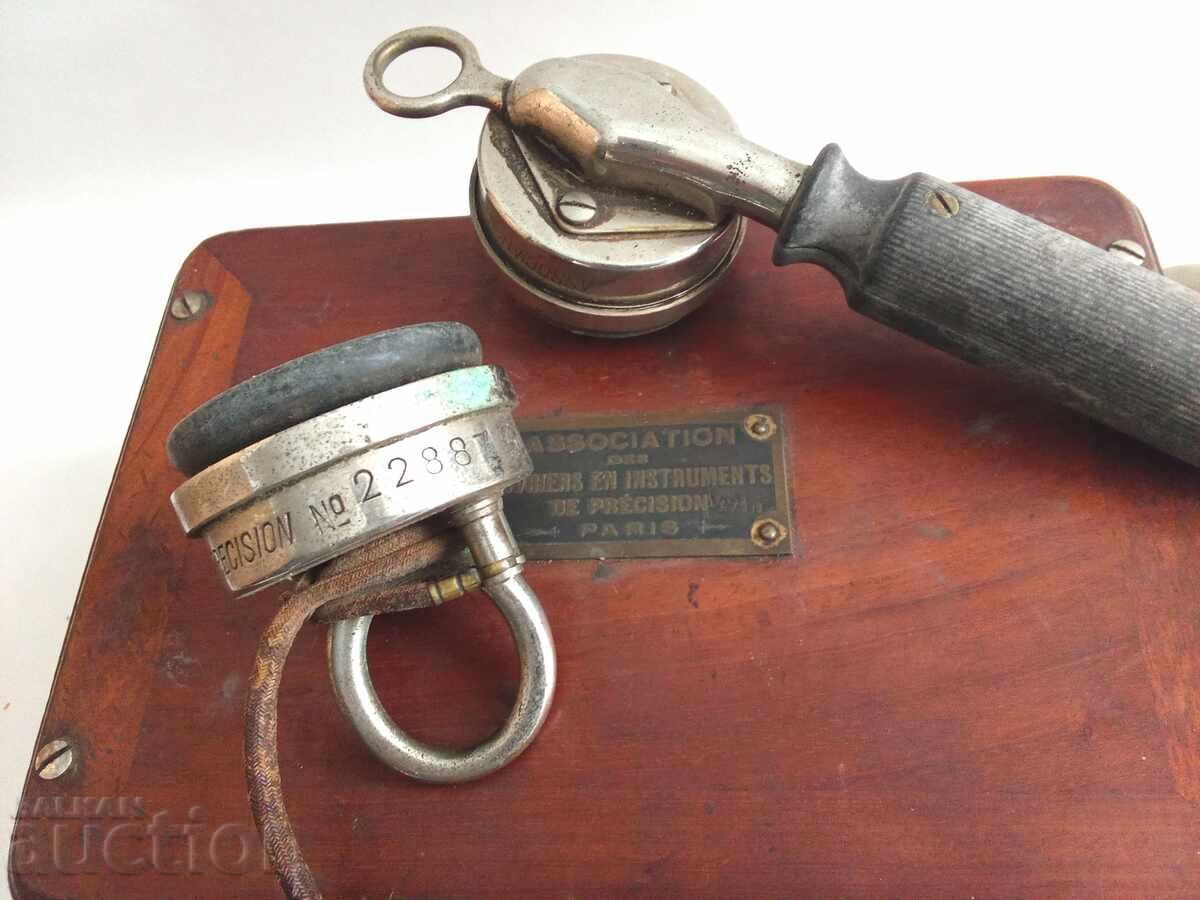 Antique French wooden telephone. France, circa 1920 - 5 Antique French wooden telephone. France, circa 1920 - 5