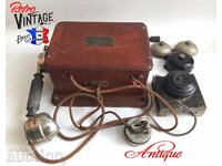 Antique French wooden telephone. France, circa 1920
