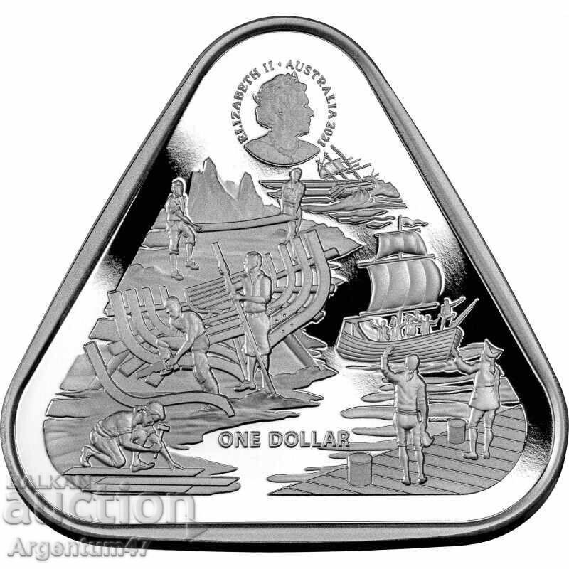 ARGINT 1 OZ 2021 AUSTRALIA - MONEDĂ TRIUNGHIULARĂ cu preț € 139.99 | 273.80 BGN