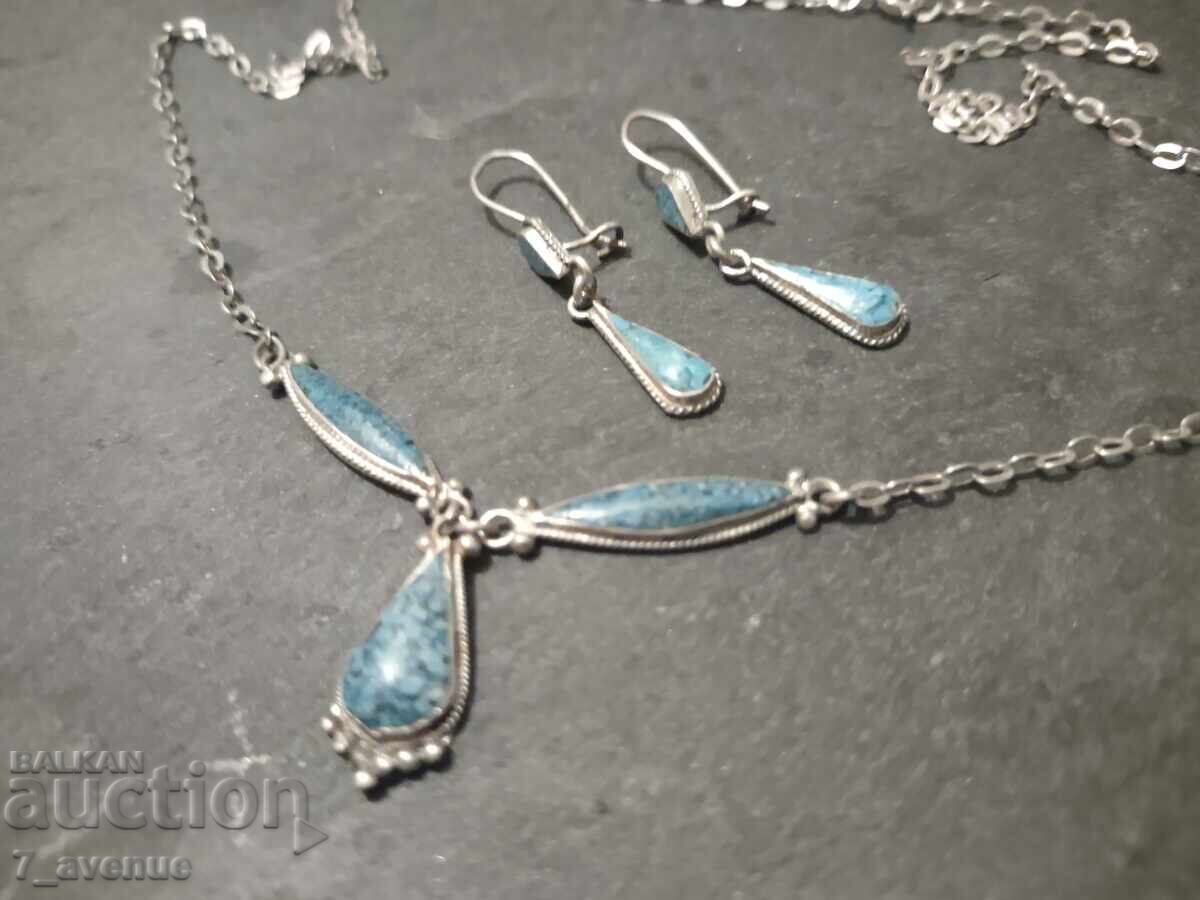 Licitație Colier cu cercei eleganță și stil, cu piatră nat. 5.02.26