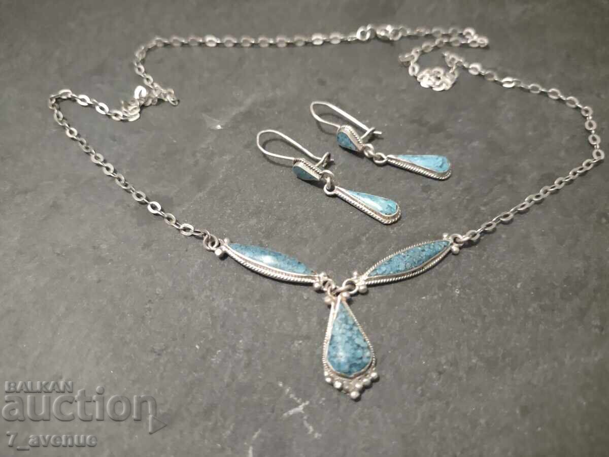 Colier cu cercei eleganță și stil, cu piatră nat. 5.02.26 - 5