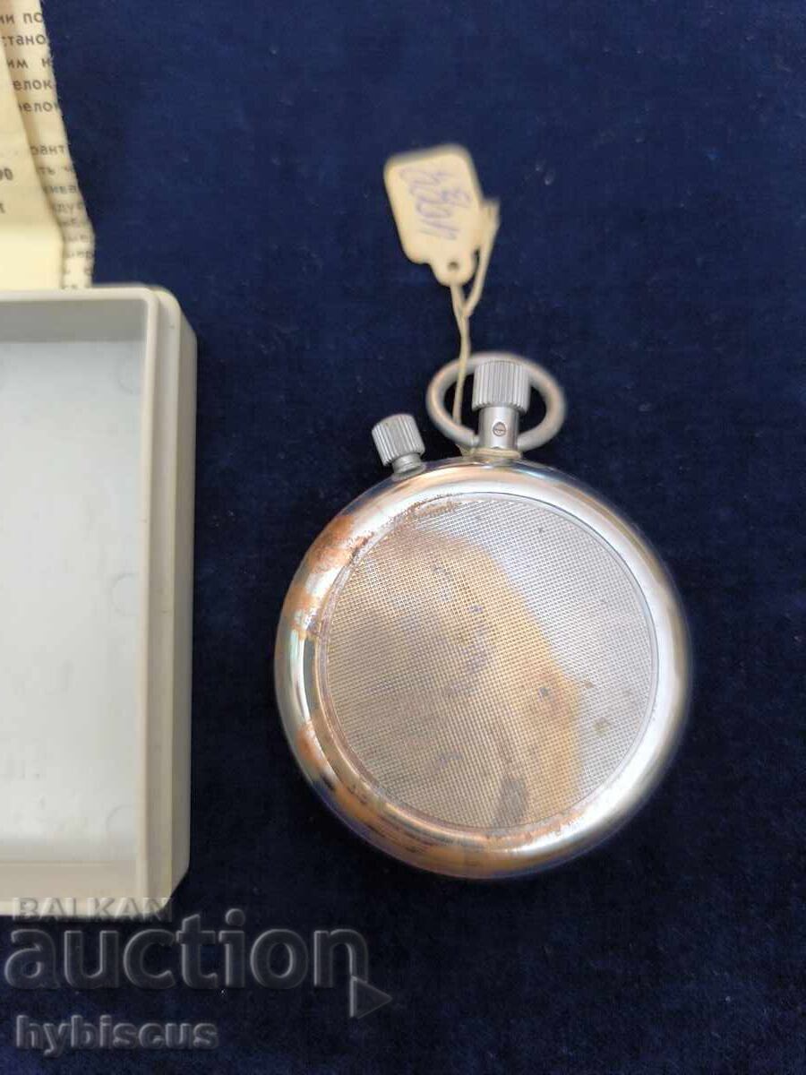 Παράδοση Ρωσικό χρονόμετρο Σοβιετικής Ένωσης (ΣΣΔ) σε κουτί και εγχειρίδιο