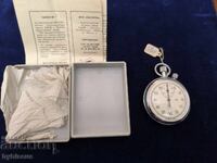Cronometru rusesc URSS, în cutie și cu instrucțiuni