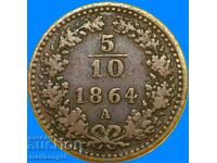 5/10 Kreuzer 1864 half soldo Austria for Italy - RARE