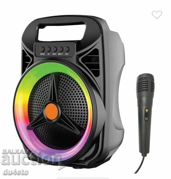 Boxă karaoke Bluetooth fără fir cu microfon și LED 8W 18