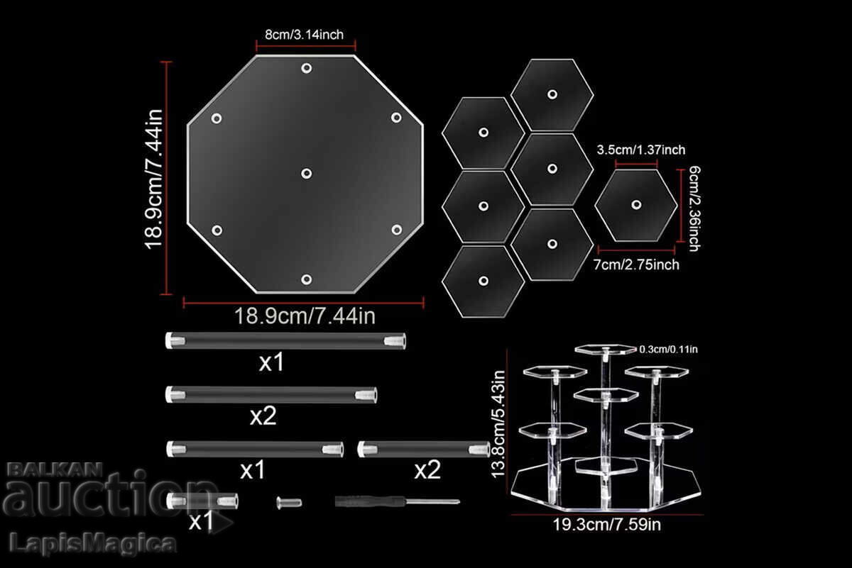 Auction  Acrylic stand with 7 levels - hexagonal design