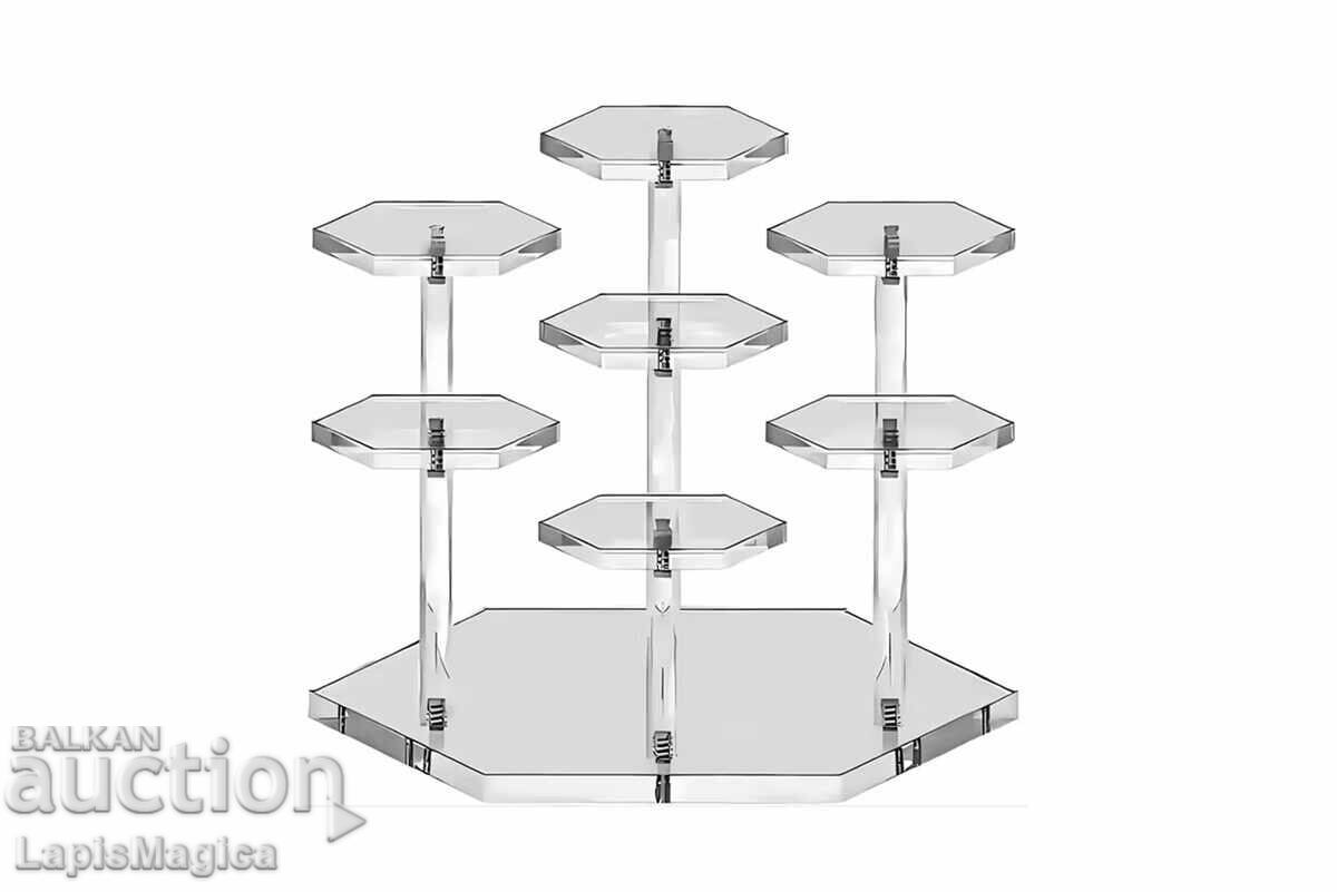 Acrylic stand with 7 levels - hexagonal design
