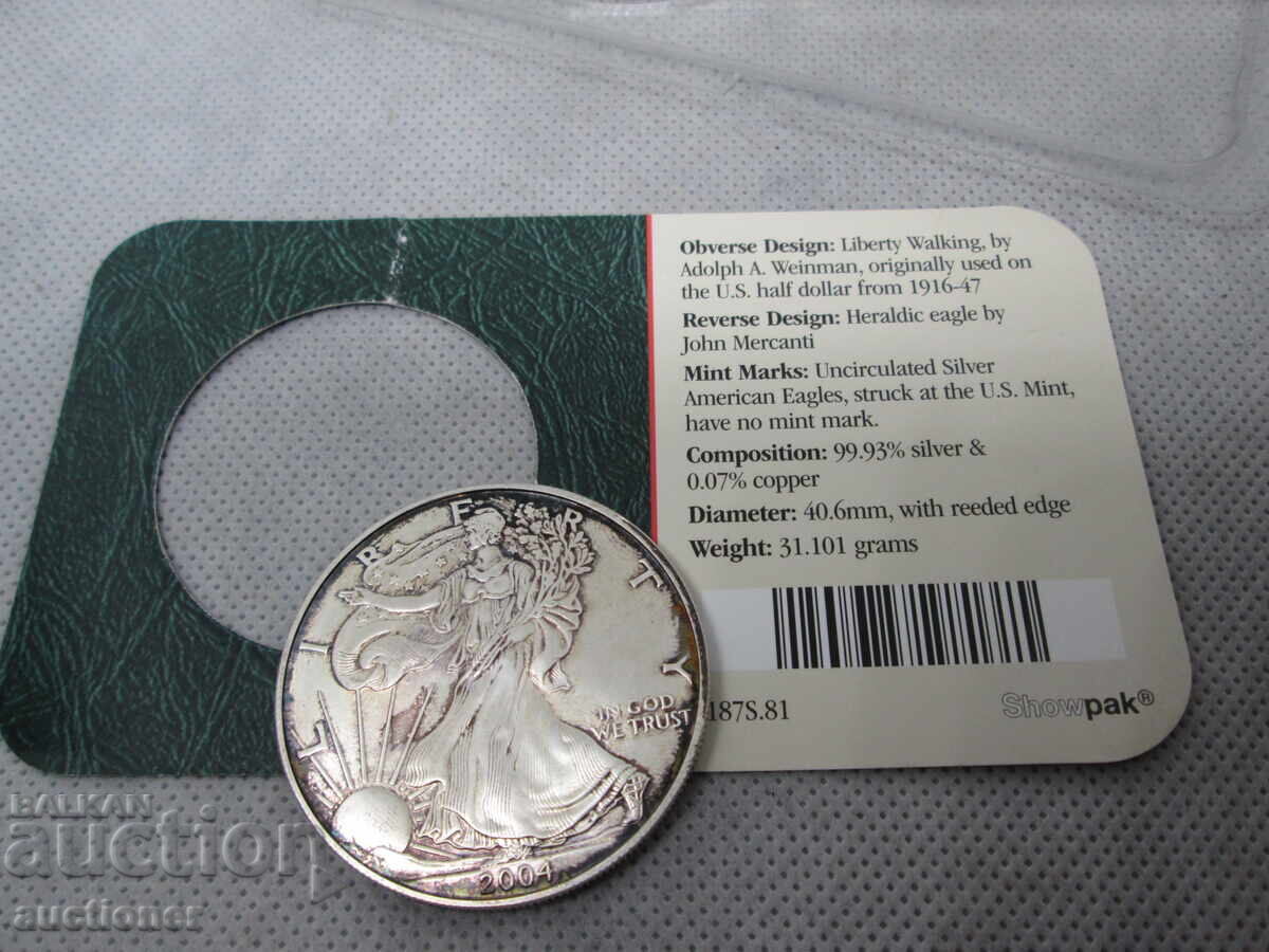 MONEDĂ DE ARGINT AMERICAN EAGLE uncie argint 1 OZ 2004 - 5 MONEDĂ DE ARGINT AMERICAN EAGLE uncie argint 1 OZ 2004 - 5