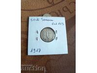 Γαλλικό ασημένιο νόμισμα 50 λεπτών 1917