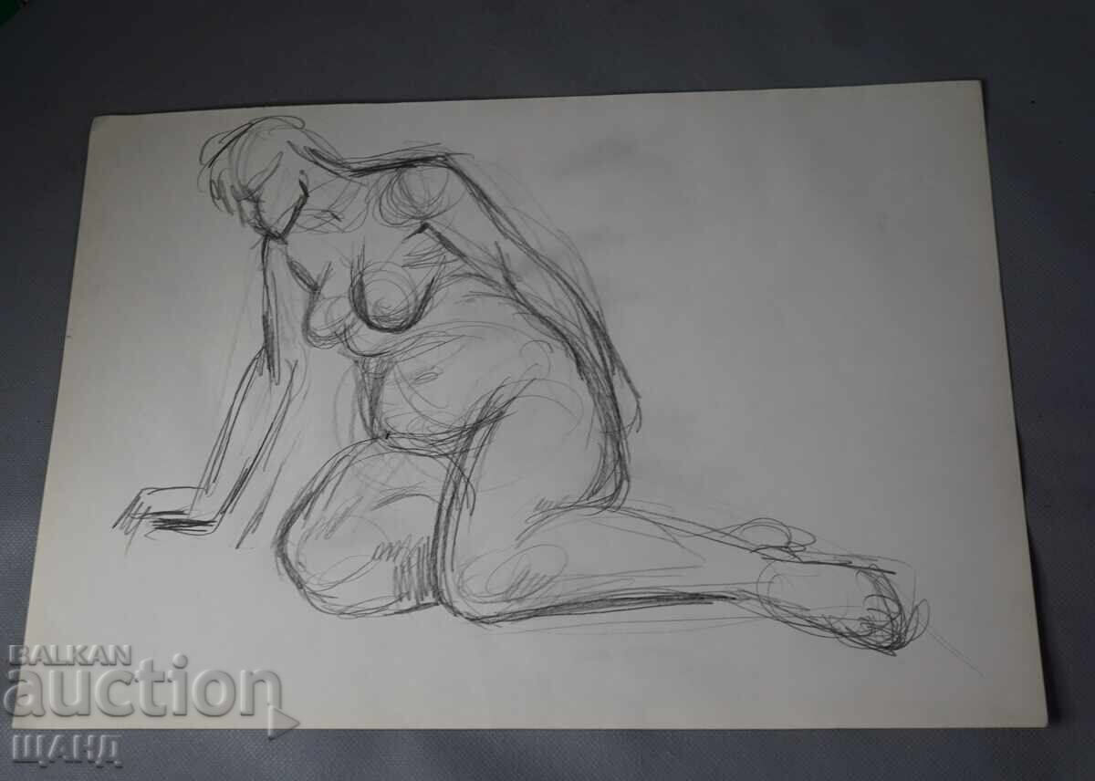 Стара Майсторска рисунка молив еротика голо тяло